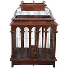 Majestic Antique Wood Bird Cage Vintage Architectural Victorian Dome Wooden Tray