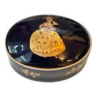 Limoges France Porcelain Oval Trinket Box Cobalt Blue Gold Victorian Lady