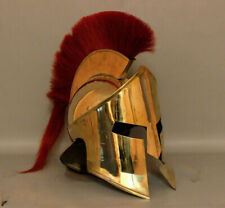 Medieval Vintage 300 King Leonidas Spartan Helmet Gold Finish With Red Plume kkm