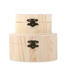DOITOOL Round Wood Box, Wooden Box with Hinged Lid, Wooden Storage Box, Wood