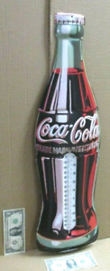 New ListingCOCA-COLA - UNUSUAL GIANT SIZE -Shaped like a BIG COKE BOTTLE - Thermometer Sign