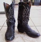 Vintage Men's Tony Lama Ostrich Leather Cowboy Western Boots Black Sz 11EE 11 EE