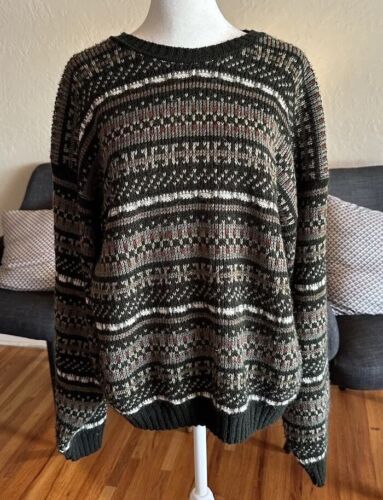 Vintage Honors Unisex Crewneck Grandpa Sweater Pullover Geometric  M