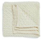 Aran Woollen Mills Irish Made Blanket Throw 100% Natural Wool Cable Knitted