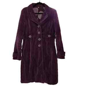 Long Purple Velvet Jacket Wide Collar Vintage 00s Size Medium 10