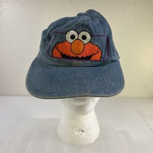 Vintage Elmo Denim Fitted Baseball Cap Hat Sesame Street Jim Henson Youth!