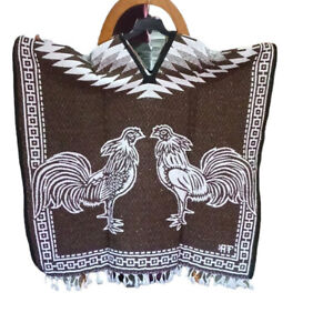 Mexican Poncho Blanket | Zarape | One Size | Roster Design | Dark Coffee