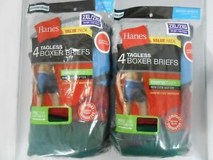 Hanes Men's Boxer Briefs 8-PACK SIZE 2XL 3XL Tagless Underwear Random Colors