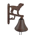 Dog On Branch Dinner Bell Cast Iron Wall Mounted Rustic Antique Brown Finish