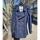 Men's BURBERRY BRIT Navy Blue Mid-Length Belted Trench Coat Large