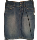RED CAMEL sz 1 New 100% Cotton Blue Denim Skirt Back Slit Contrast Stitching