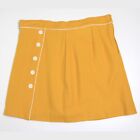 ModCloth Women Size XL OWN THE ERA Mustard Wool Blend Pleated Mini Skirt Lined