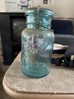 Vintage Blue Ball Ideal Mason Glass Jar PINT Wire Bail With Lid  #4, Bubbles