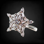 4.8 Gm Multiple Cubic Zirconia 925 Sterling Silver Star Signet Ring For Women's