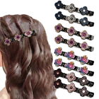 8 PCS Sparkling Crystal Stone Braided Hair Clips Satin Rhinestone Fabric Bands