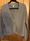 Charter Club Open-Front  One Button Cashmere Cardigan Soft Gray/Taupe Sz Large