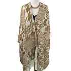 Soft Surroundings Kensington Kimono Boho Fringe Cover Up Shawl Poncho OS