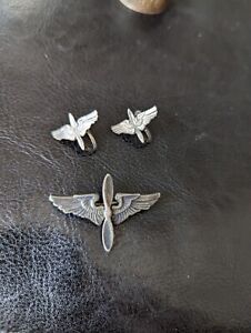 Vintage Pilots Silver WW2 Sweetheart Pin& earrings Army Air Corp wings/propeller