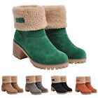 Ladies Womens Ankle Boots Shoes Size Block Heel Winter Snow Casual Boots