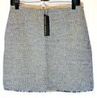 NWT Banana Republic Womens Pencil Mini Skirt Size 4 Blue Fringe Hem Shimmer