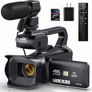 Camcorder 4K Video Camera 64MP 60FPS,HD Auto Focus Vlogging 4.0