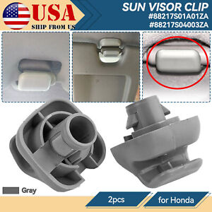 2x Sun Visor Shade Holder Clip Retainer Gray 88217S04003ZA for Honda Civic CR-V (For: 2008 Honda Civic Si 2.0L)