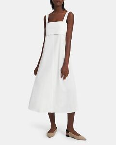 Theory  Tie-Back Linen Blend Midi Dress Size:S  $395 NWT