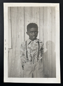 New Listing1955 Beautiful Black African American Young Boy Vintage B&W Snapshot Photograph