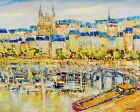 Duaiv Angers and its Cathedral UNFRAMED Fine Art Original Painting Canvas Rare