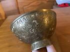 Vintage Small Round Brass Etched Bowl Made in India