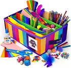 Dan&Darci Arts & Crafts Supplies Kit for Kids and Toddlers - with Storage Bin