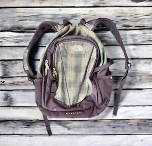 The North Face Wasatch Backpack Book Bag Green Plaid Padded