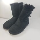 UGG Black Bailey Bow II Womens Winter Boots Sheepskin Pull On Casual  Size 9