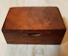Vintage Tiny Wood & Brass Box Exotic Burl Wood Trinket Small Stash Box NICE