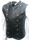 Mens Victorian Corset  Steampunk Vest Black Lambskin Leather Steel Boned Corset