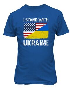 I Stand With Ukraine Ukranian American Flag Peace Support Unisex Tee Tshirt