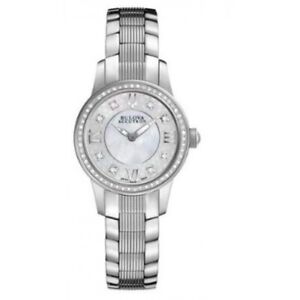Bulova Accutron Women's Diamond Accent Quartz Silver Watch 28MM 63R131