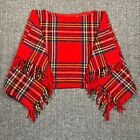 Vintage 80s The Limited Wool Poncho Red Tartan Plaid Classic Luxury