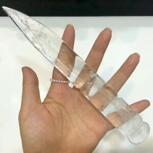 Natural White Clear Knife Quartz Crystal Carved Polished Reiki Healing 1pc