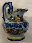 Vestal Alcobaca Portugal 552 Floral Small Pitcher Creamer Hand Painted Blue. G13