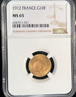 Republic of France 1912 Gold Rooster 10 Francs *NGC MS-65* Investment Grade