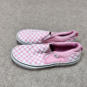 Vans Off The Wall Sneakers Pink White Checkerboard  Slip On Girls Size 6