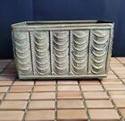 Vintage Brass Planter w Embossed Curtain Motif Rectangle 7.5