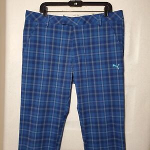 PUMA Pants Men's 36x31 Golf Performance Blue Grip Waist Pockets Striped
