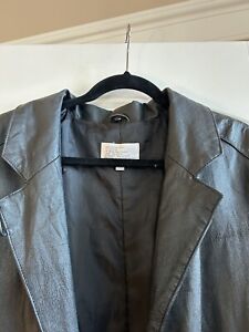 Black 100% Leather A/Zip Out  Liner Maxi Trench Coat/womens Small/no Buttons