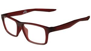 NIKE 7112 610 Square Unisex Designer Eyeglasses in Smoked Matte Team Red 53 mm