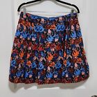 J. Crew Factory Women's 10 Floral Pleated Mini Skirt Lined Navy Blue Zip Closure