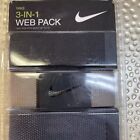 Nike Men Web Belt 3 in 1 Web Pack Black Khaki Dark Gray Adjustable Fit Up To 42