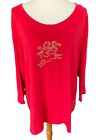 CORAL BAY Plus Size 3X Red Christmas/Holiday/Winter Top With Reindeer