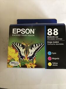 EPSON 88 CYAN, MAGENTA, YELLOW INK CARTRIDGES NEW / GENUINE / Expired 2018, New